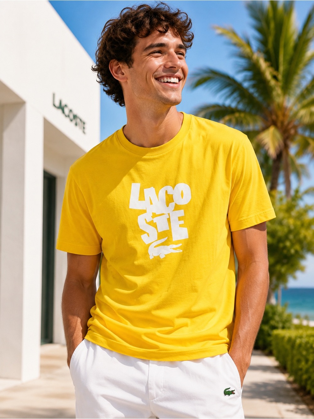 Lacoste Yellow Crewneck Tee